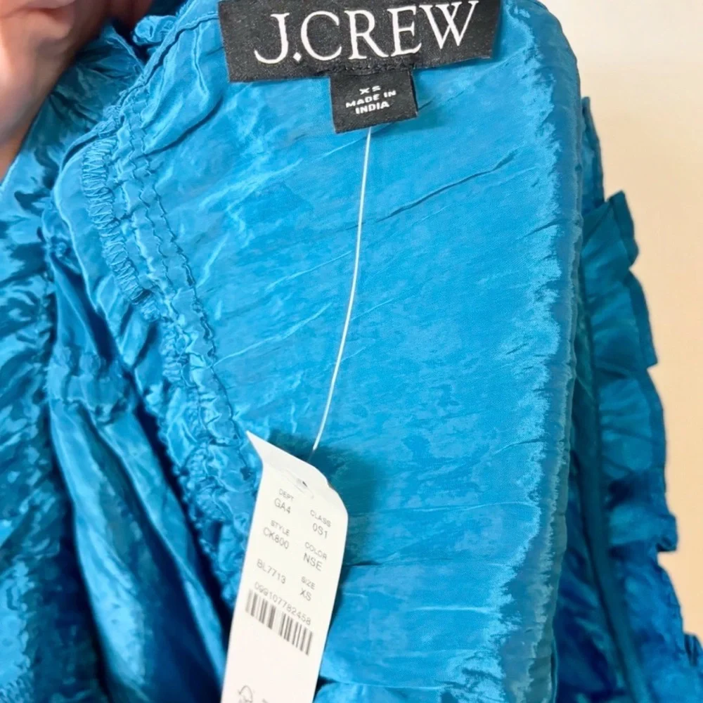NWT J Crew Nordic Sea Blue Teal Palermo maxi dress in viscose-blend crinkle